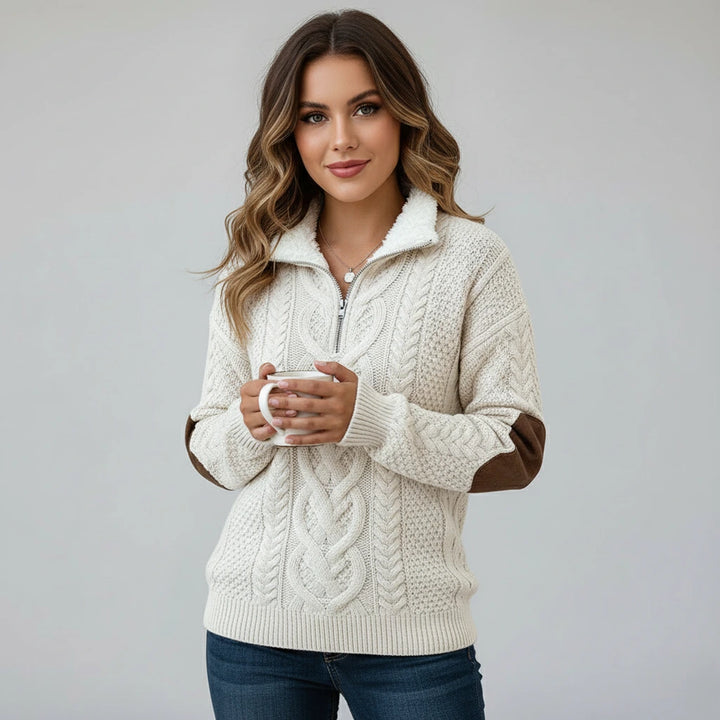 Elowen Textured Zip Knit | Cozy Winter Sweater