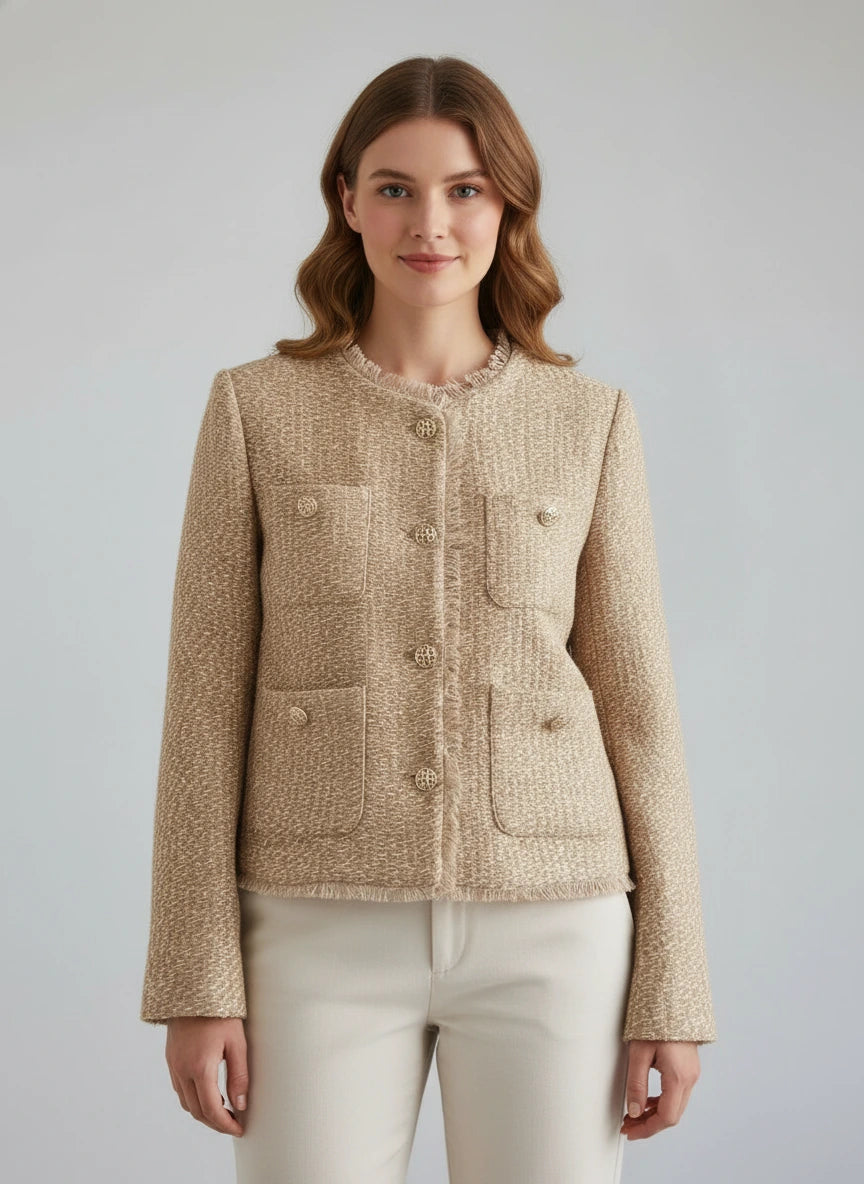 Women’s Textured Button Jacket | Modern Elegant Layering