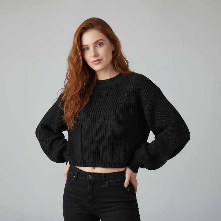 Elowen Cropped Knit Jumper | Modern Minimalist Style