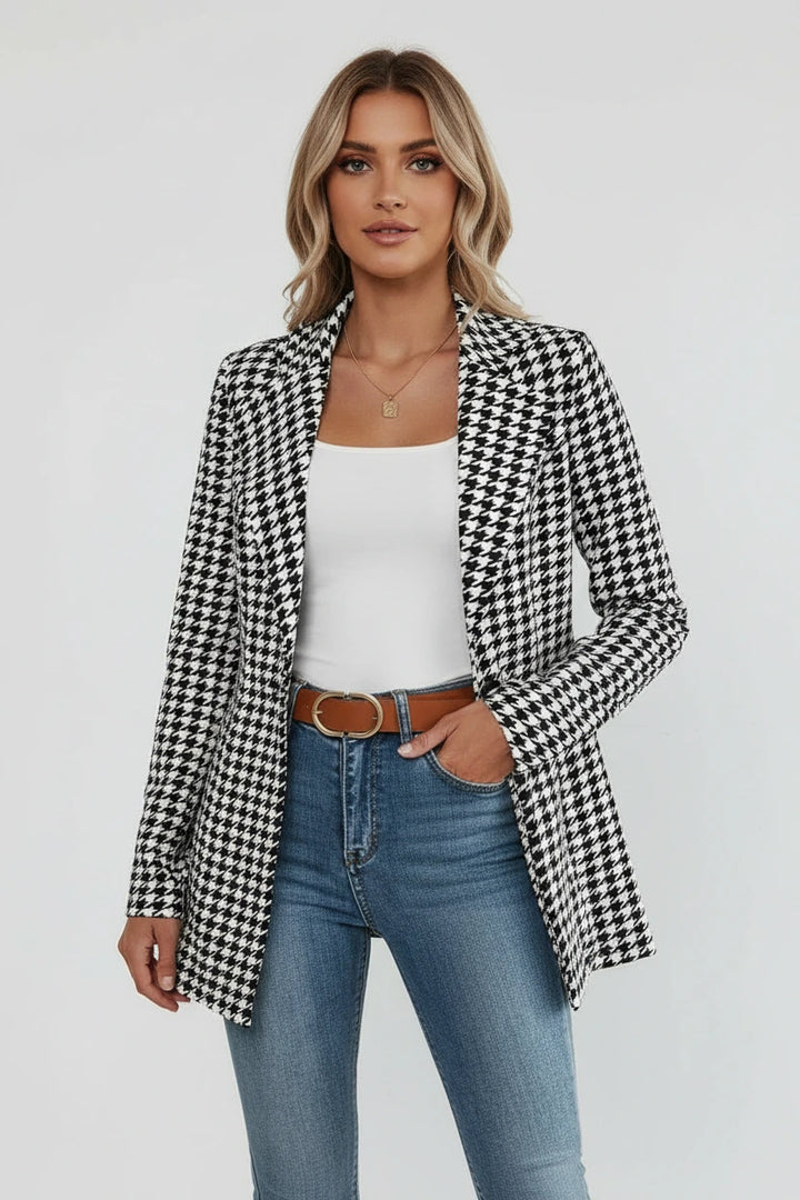 Houndstooth Longline Blazer | Chic Everyday Polish