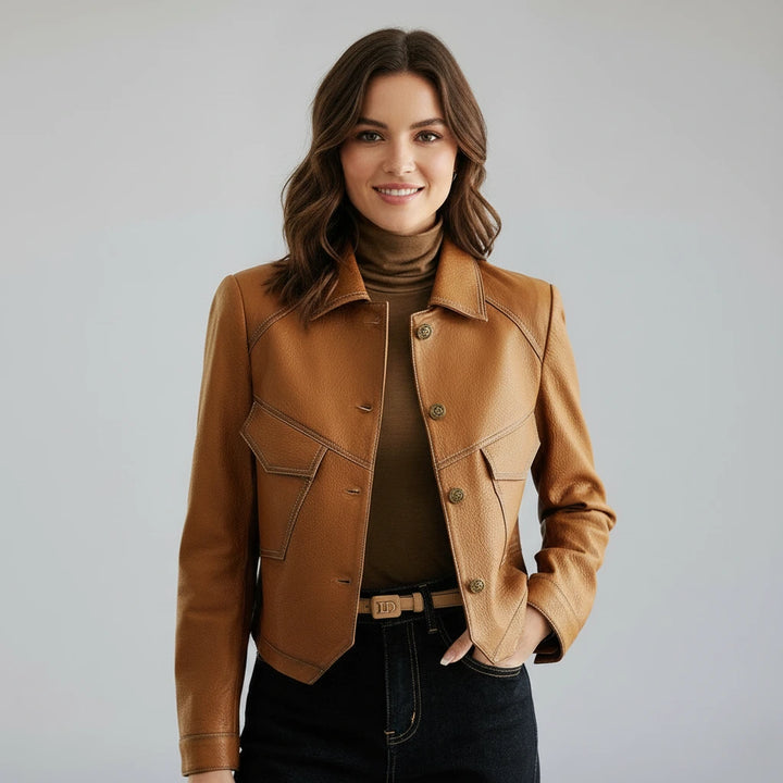 Loreva Cropped Leather Jacket | Women’s Modern Luxe Outerwear