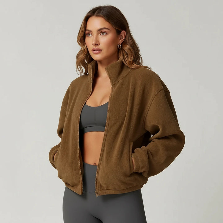 Serelinne  Zip-Up Fleece Jacket | Casual Athleisure Layer