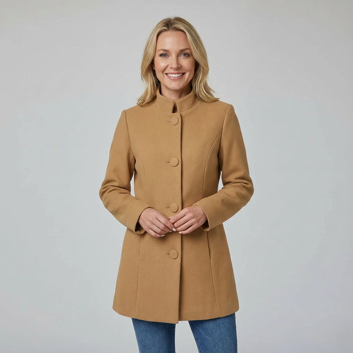 Marcellin Buttoned Stand-Collar Coat | Elegant Structured Outerwear