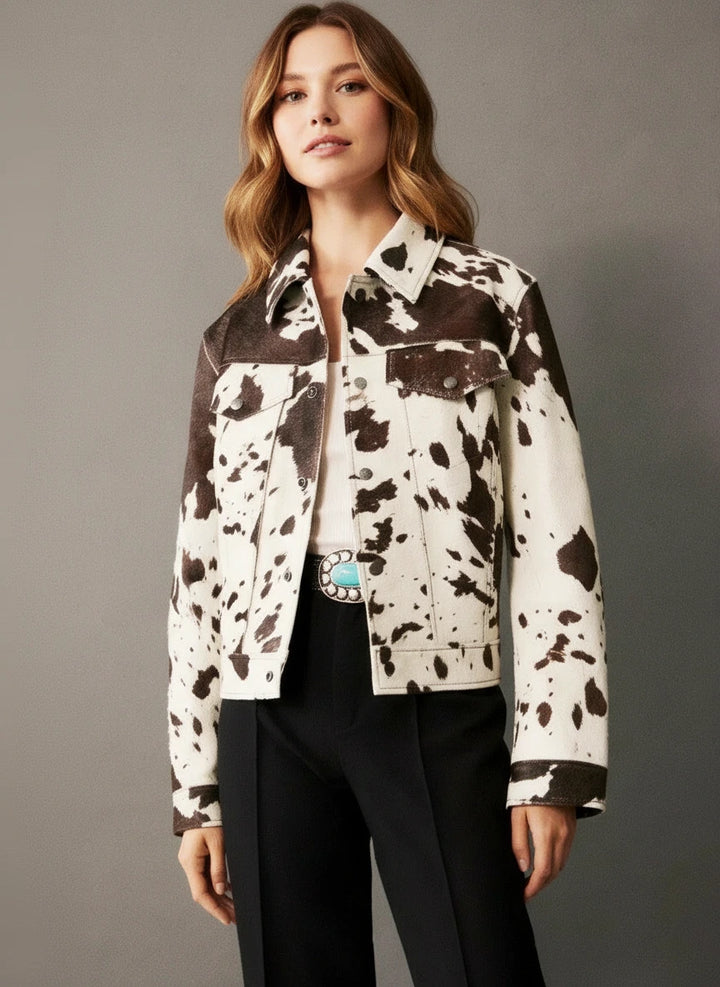 Calandra Cowhide Print Jacket | Bold Contemporary Outerwear