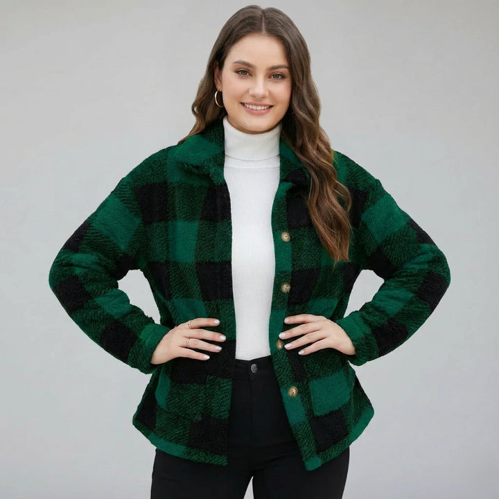 Checked Button Jacket | Timeless Warm Outerwear
