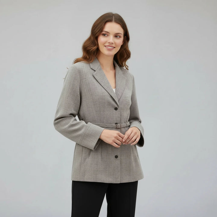 Women’s Belted Button Blazer | Modern Tailored Layering