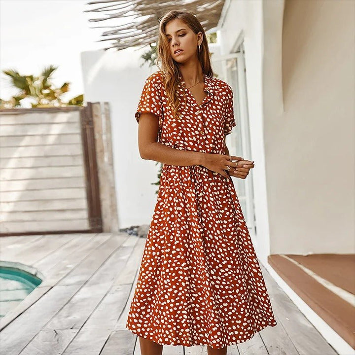 Isla | Button - Up Polka Dot Midi Dress - LXNDOND3 - CP204009