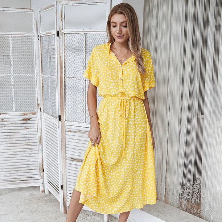 Isla | Button - Up Polka Dot Midi Dress - LXNDOND3 - CP204030