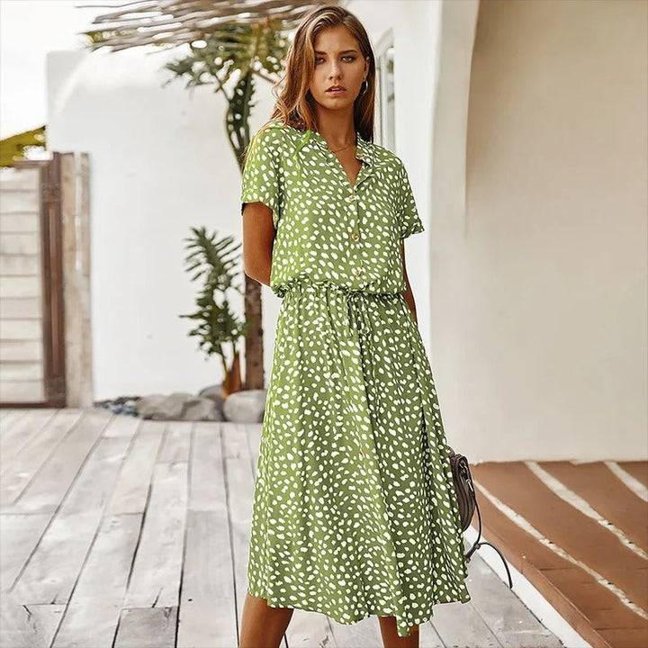 Isla | Button - Up Polka Dot Midi Dress - LXNDOND3 - CP204037