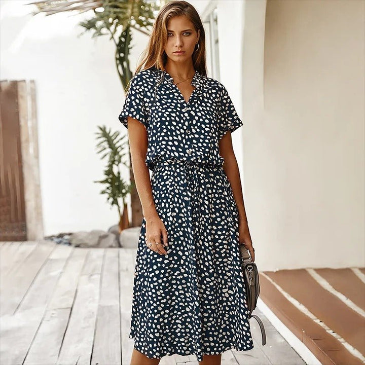 Isla | Button - Up Polka Dot Midi Dress - LXNDOND3 - CP204044