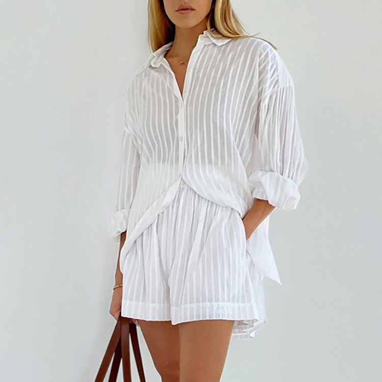 Lioren | Striped Button - Up Two - Piece Set - LXNDON