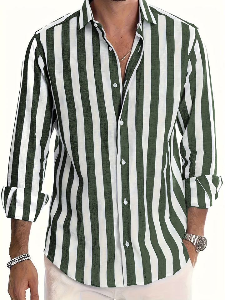 Lucas | Striped Long Sleeve Men’s Shirt - LXNDON