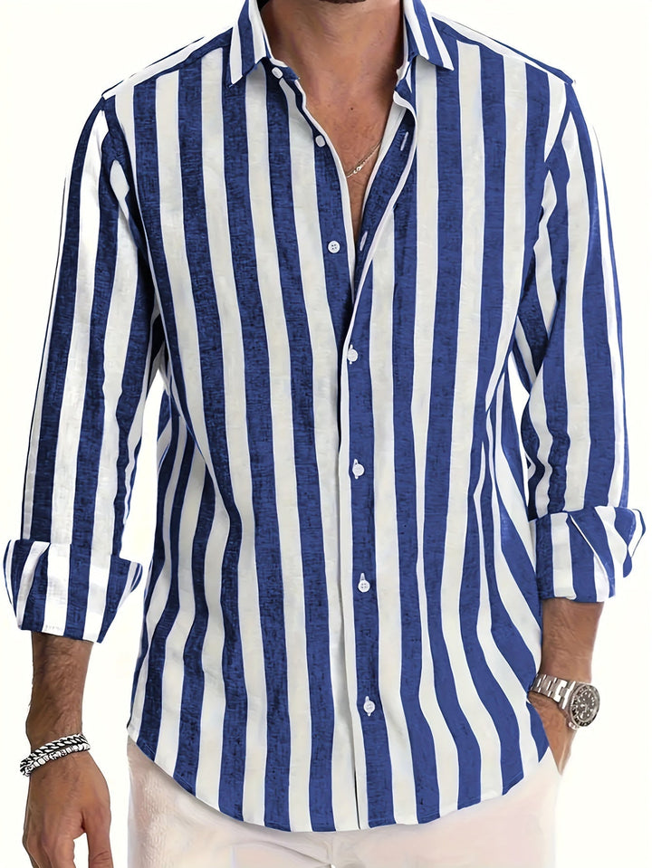 Lucas | Striped Long Sleeve Men’s Shirt - LXNDON