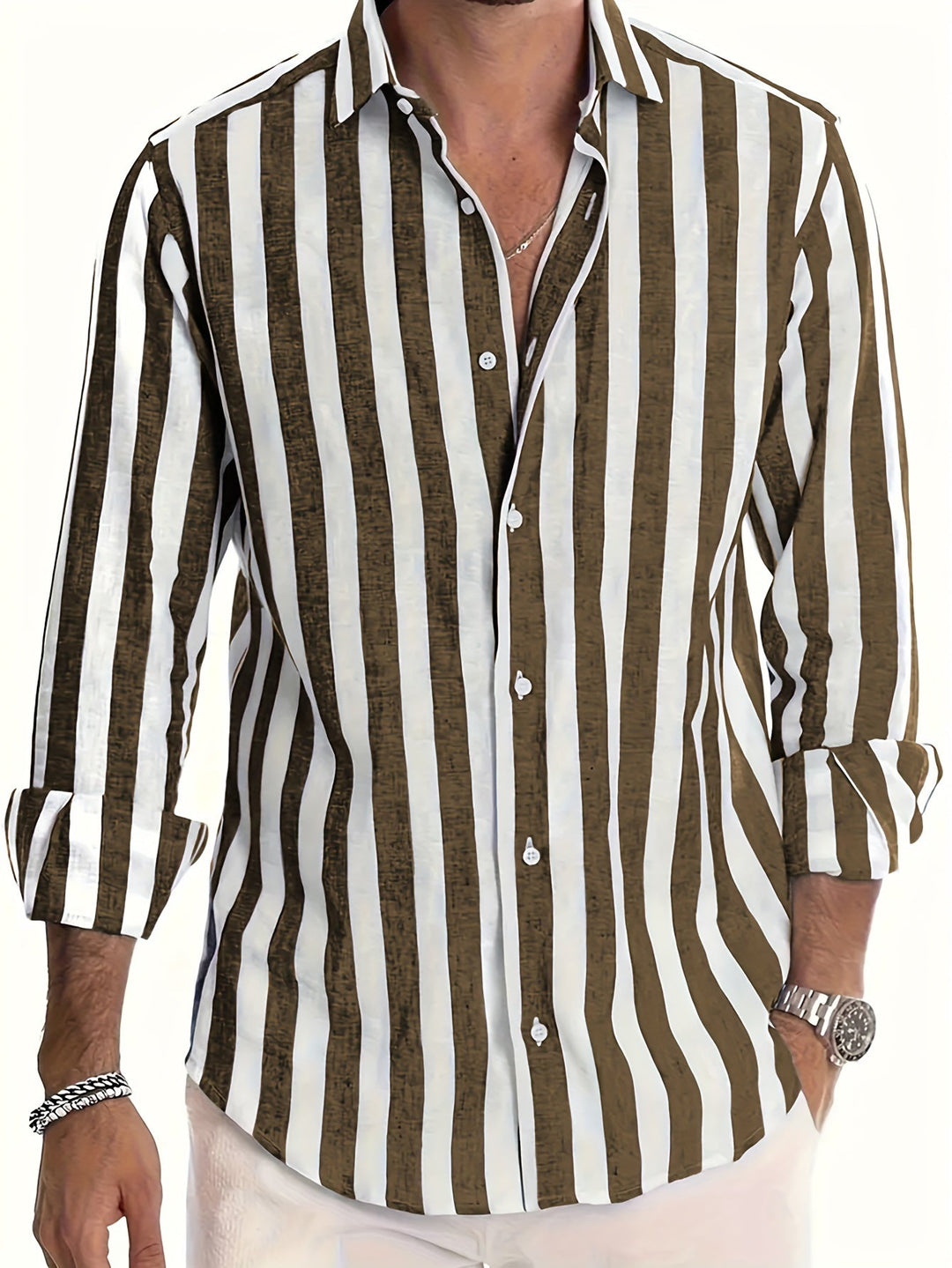 Lucas | Striped Long Sleeve Men’s Shirt - LXNDON