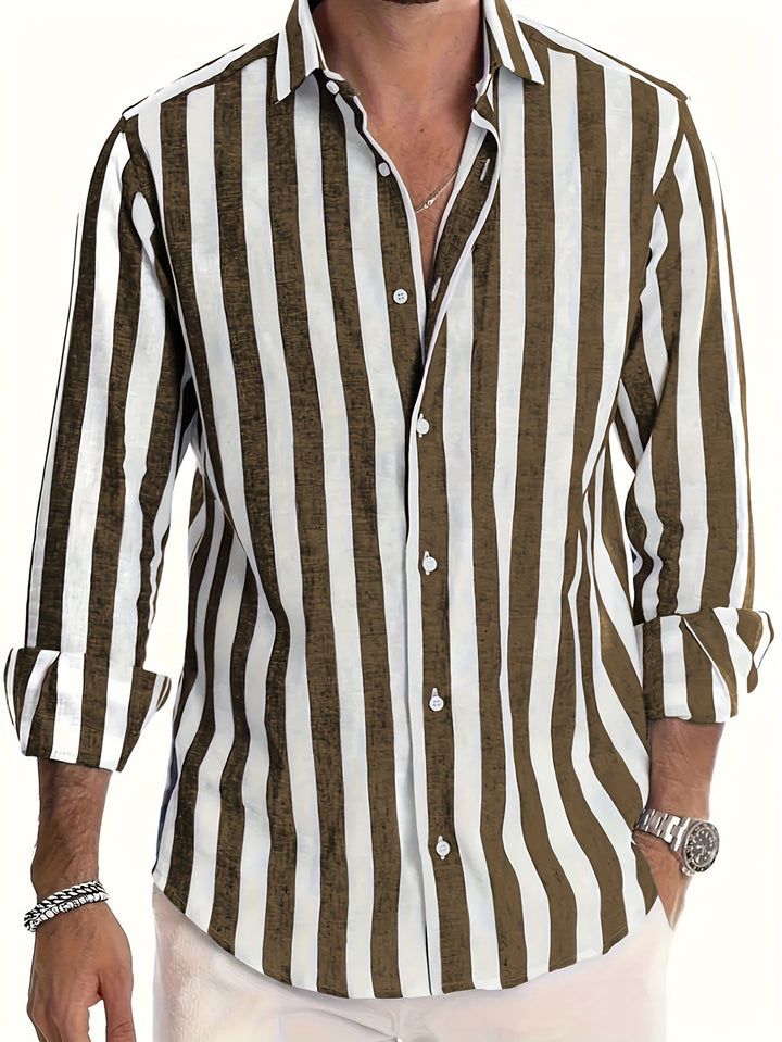 Lucas | Striped Long Sleeve Men’s Shirt - LXNDON
