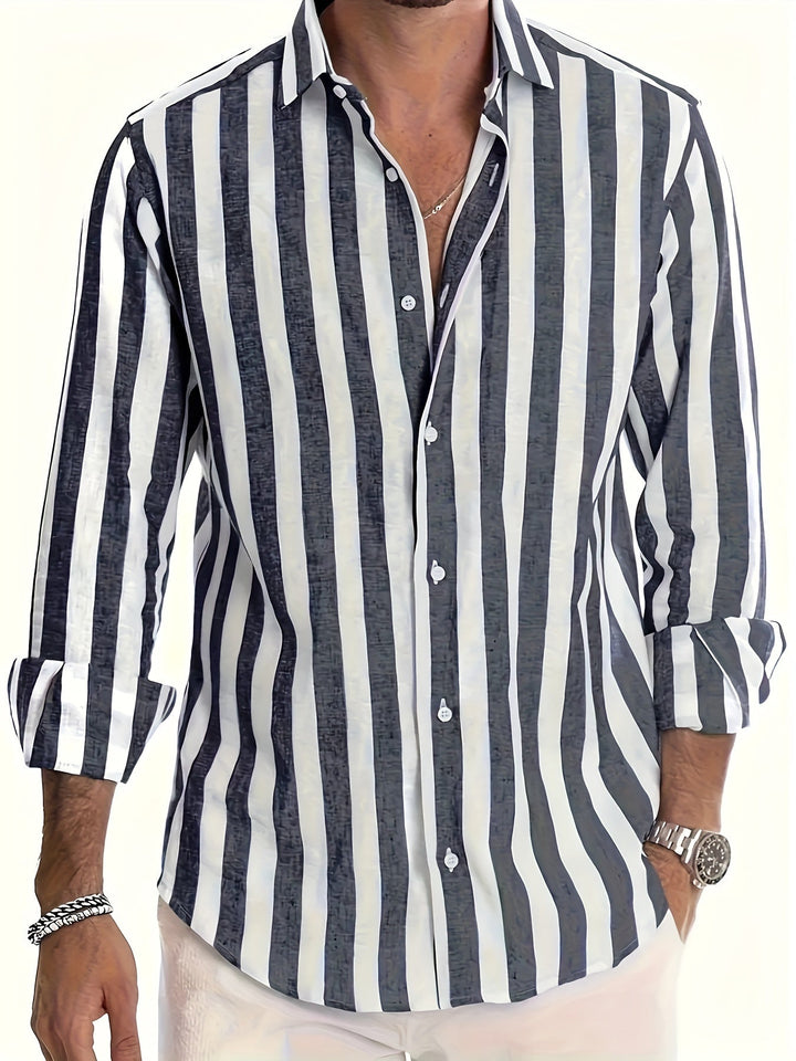 Lucas | Striped Long Sleeve Men’s Shirt - LXNDON