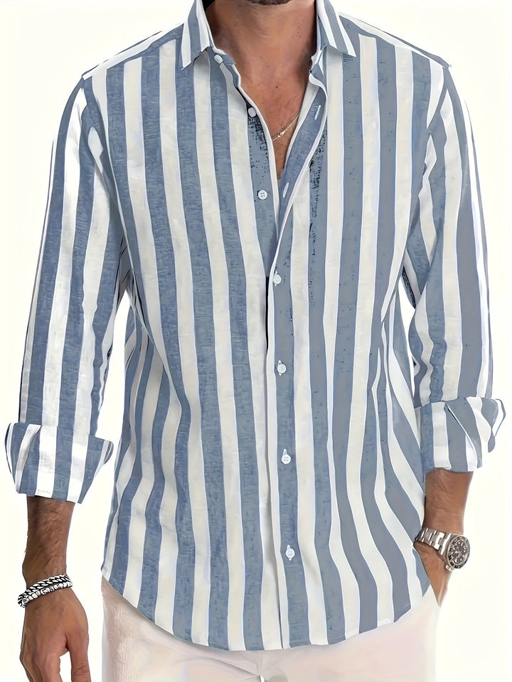 Lucas | Striped Long Sleeve Men’s Shirt - LXNDON