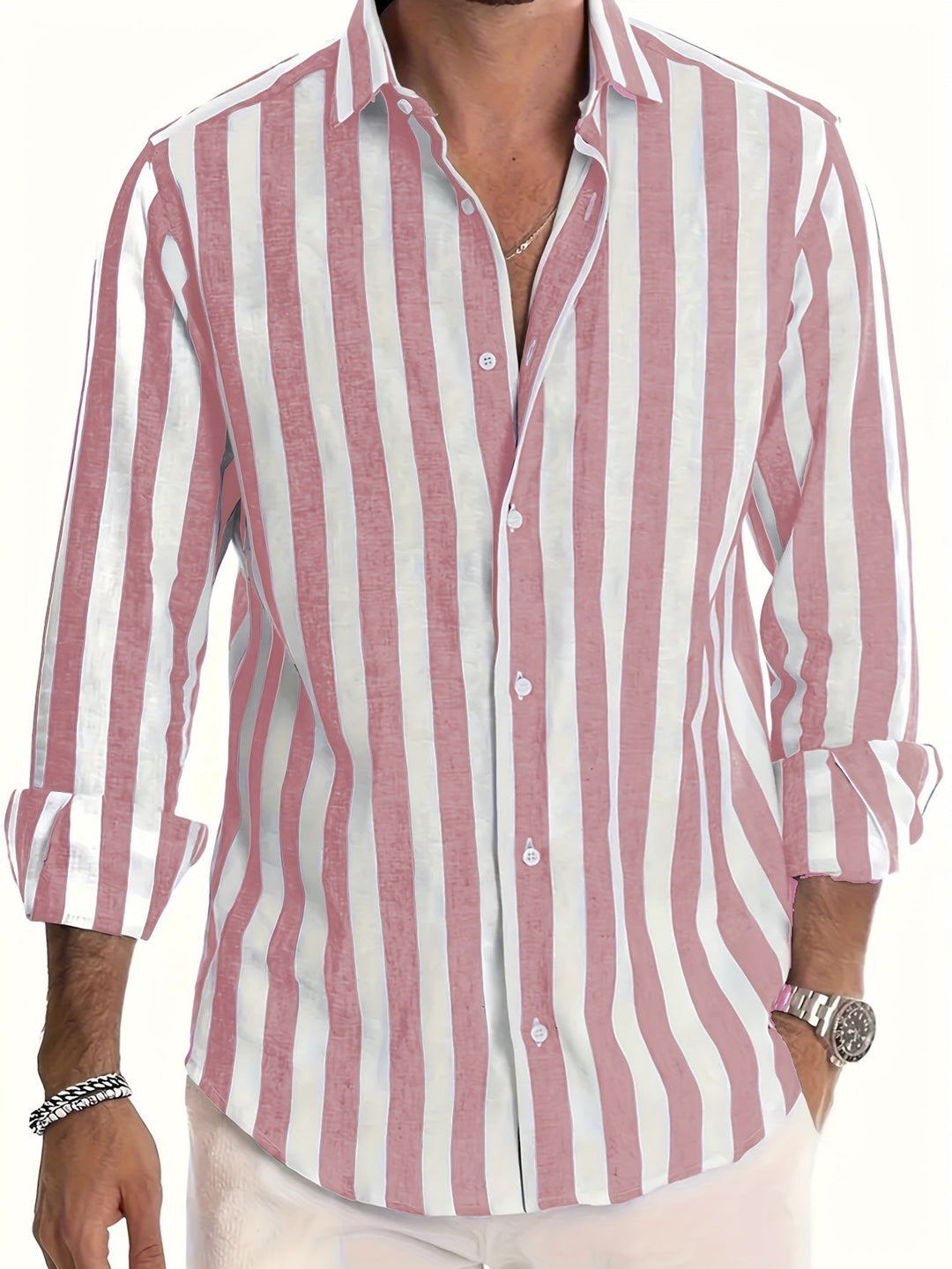 Lucas | Striped Long Sleeve Men’s Shirt - LXNDON