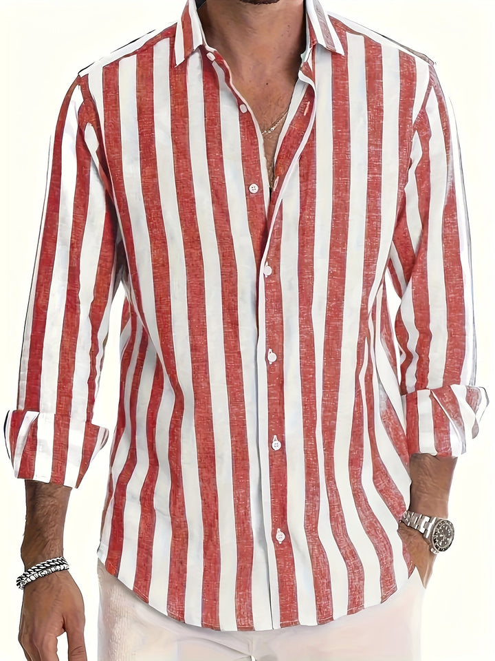 Lucas | Striped Long Sleeve Men’s Shirt - LXNDON