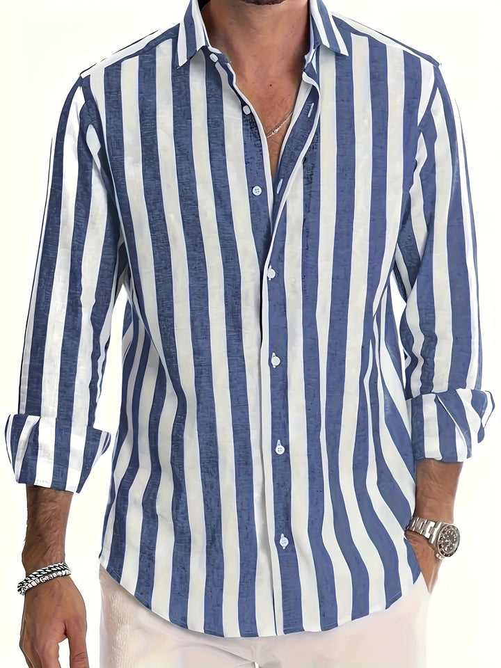 Lucas | Striped Long Sleeve Men’s Shirt - LXNDON