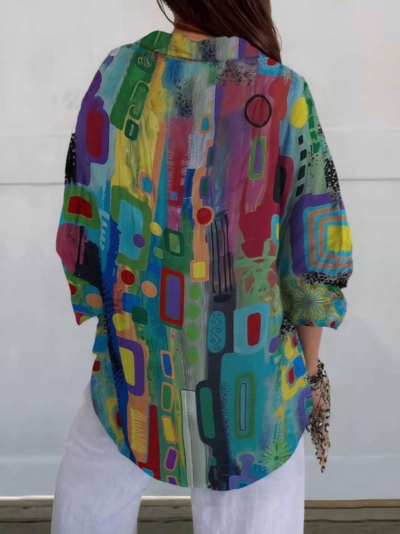 Lyra | Colorful Abstract Button Shirt - LXNDON