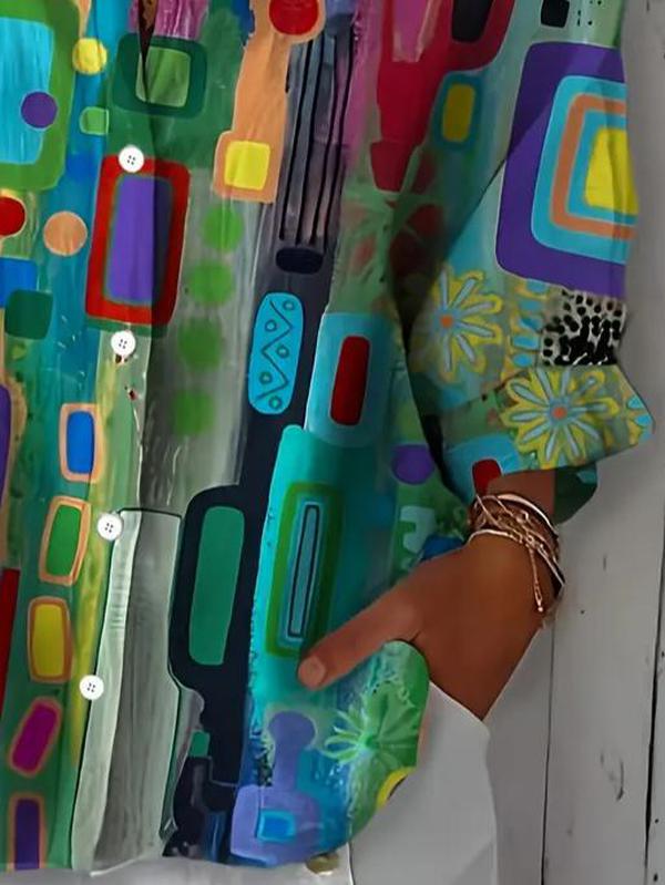 Lyra | Colorful Abstract Button Shirt - LXNDON