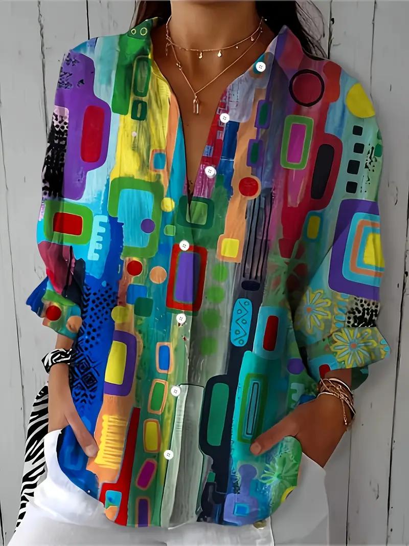 Lyra | Colorful Abstract Button Shirt - LXNDON