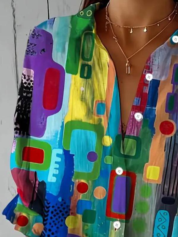 Lyra | Colorful Abstract Button Shirt - LXNDON
