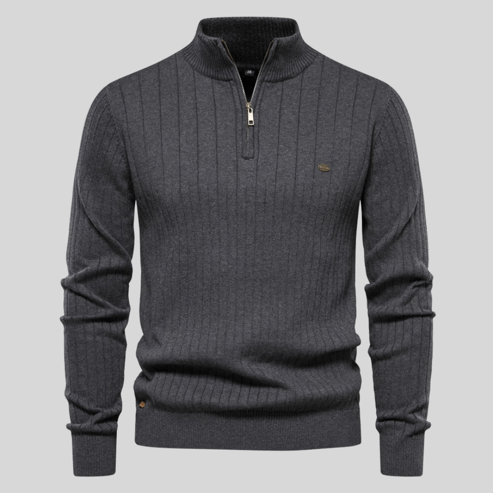 Maddox | Ribbed Zip - Neck Men’s Sweater - LXNDON