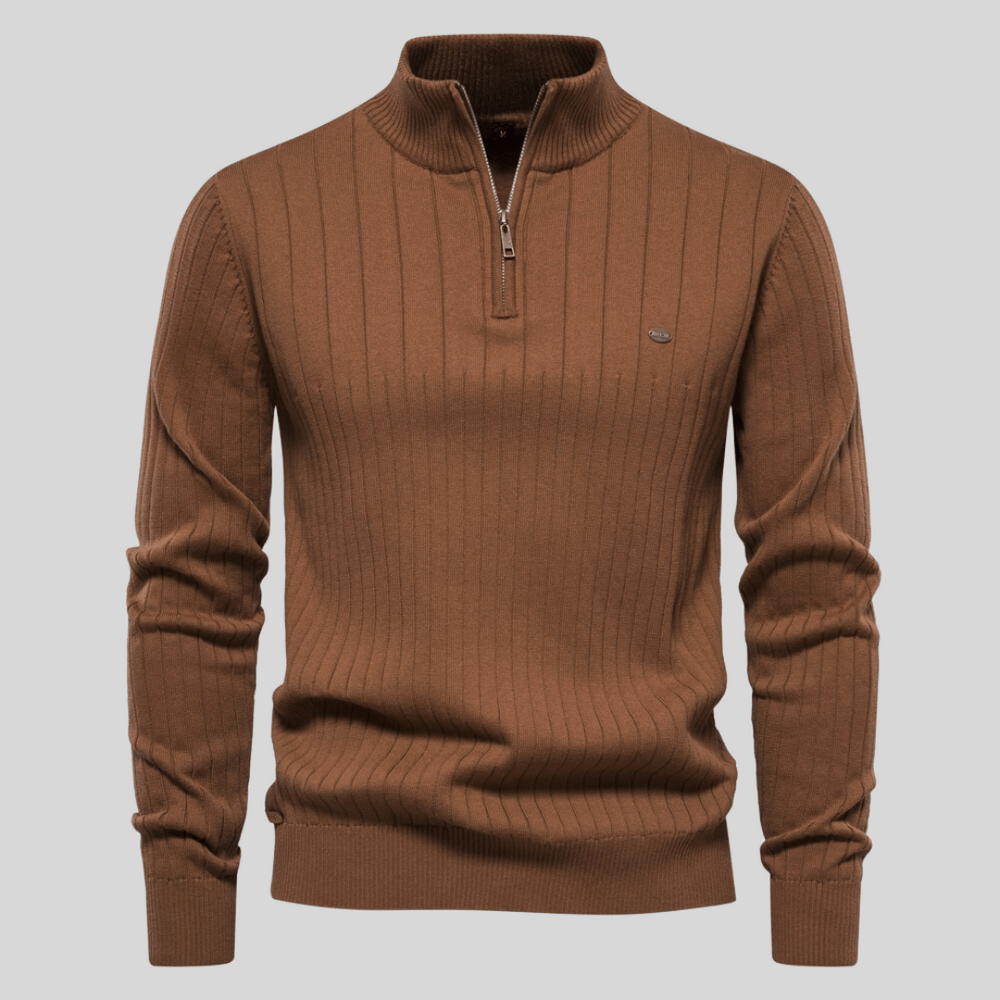 Maddox | Ribbed Zip - Neck Men’s Sweater - LXNDON