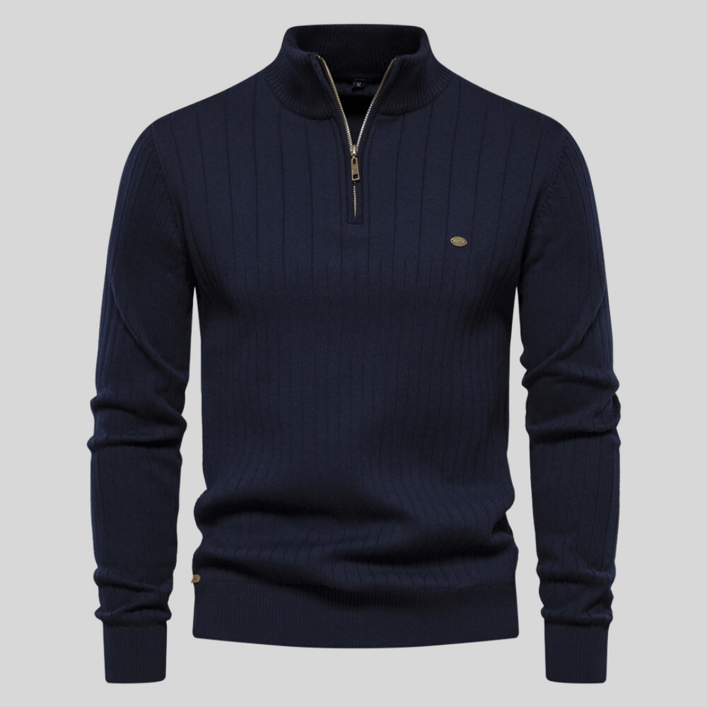 Maddox | Ribbed Zip - Neck Men’s Sweater - LXNDON