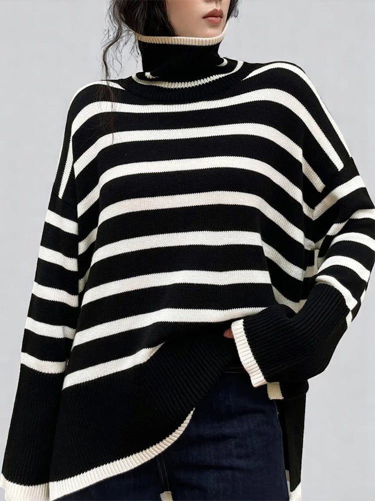 Marcelline Striped Knit Sweater | Women’s Modern Two-Tone Knitwear