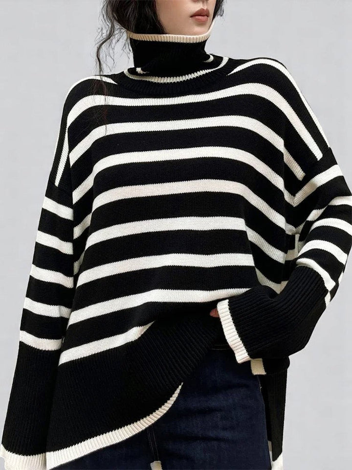 Marcelline Striped Knit Sweater | Women’s Modern Two-Tone Knitwear