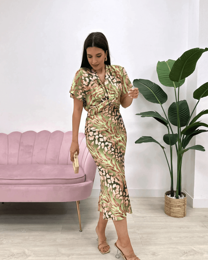 Women's Elegant Wrap-Style Midi Dress