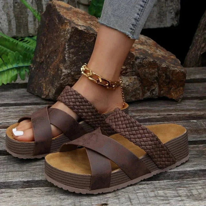 Maribelle | Woven Strap Slide Sandals - LXNDON