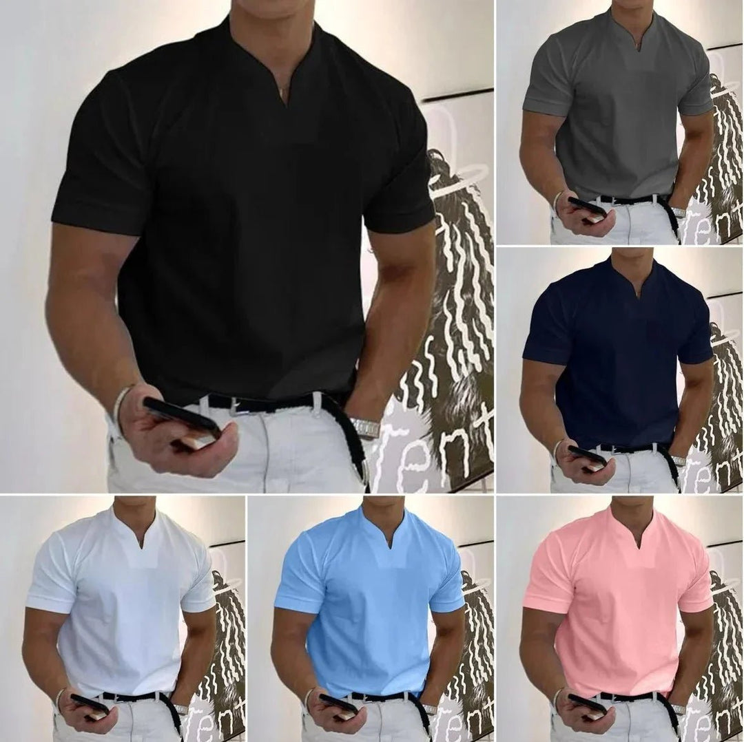 Men/Gentlemans business Short Sleeve V - neck T Shirt - LXNDON
