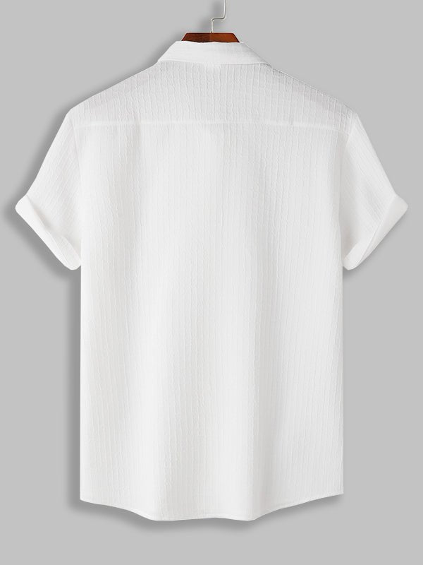 Men's irregular texture striped solid color casual short - sleeved shirt - LXNDONSKU_1753277743771_20