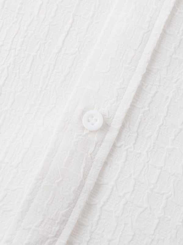 Men's irregular texture striped solid color casual short - sleeved shirt - LXNDONSKU_1753277743771_20