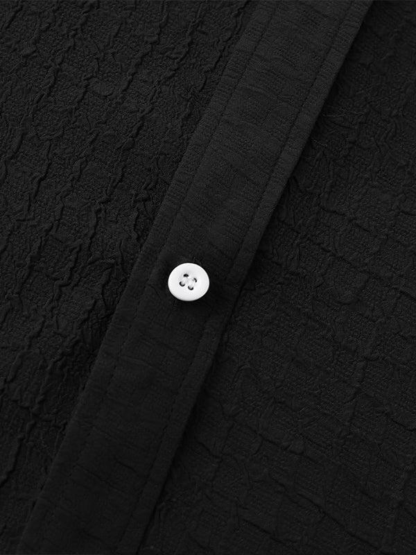 Men's irregular texture striped solid color casual short - sleeved shirt - LXNDONSKU_1753277743771_639