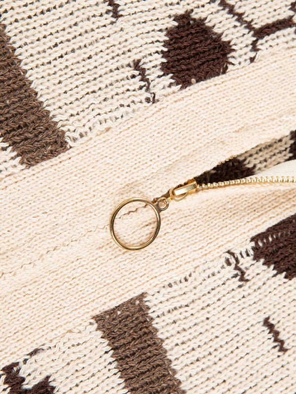 Men's lapel jacquard knitted casual sweater cardigan jacket - LXNDON