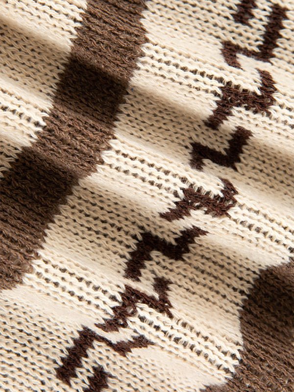 Men's lapel jacquard knitted casual sweater cardigan jacket - LXNDON