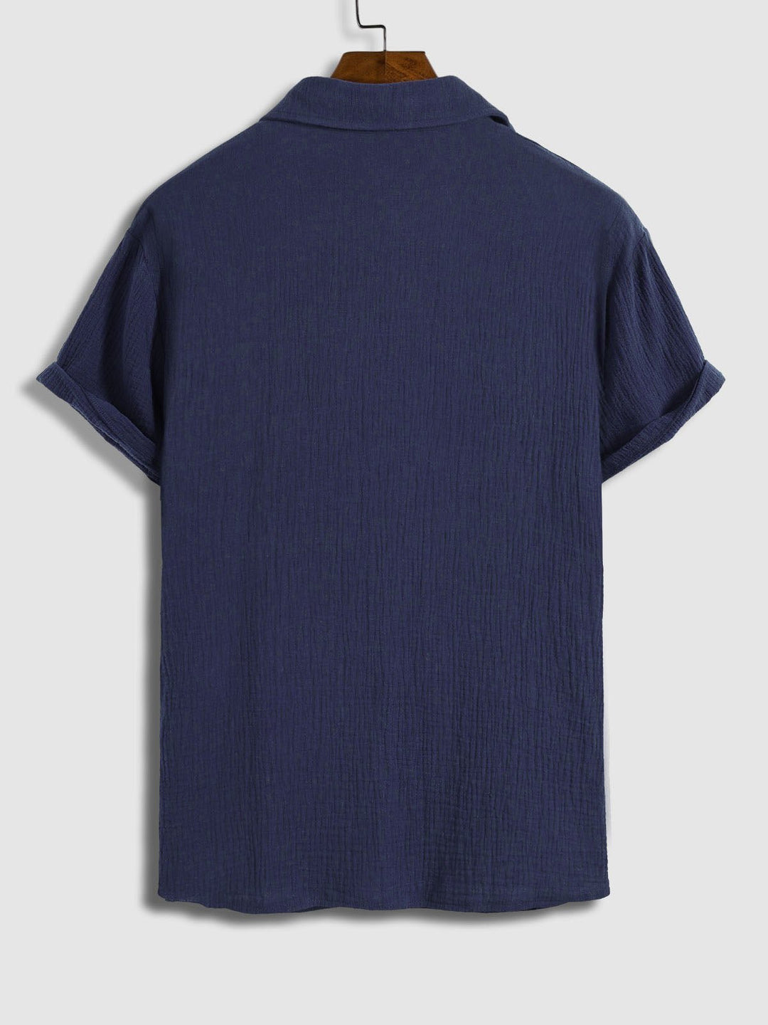 Men's pleated textured solid color short sleeve set - LXNDON