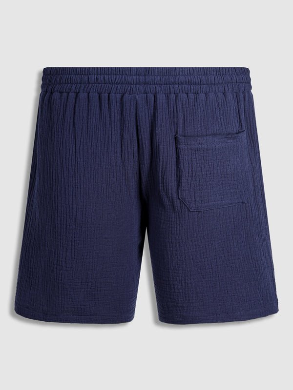 Men's pleated textured solid color short sleeve set - LXNDON