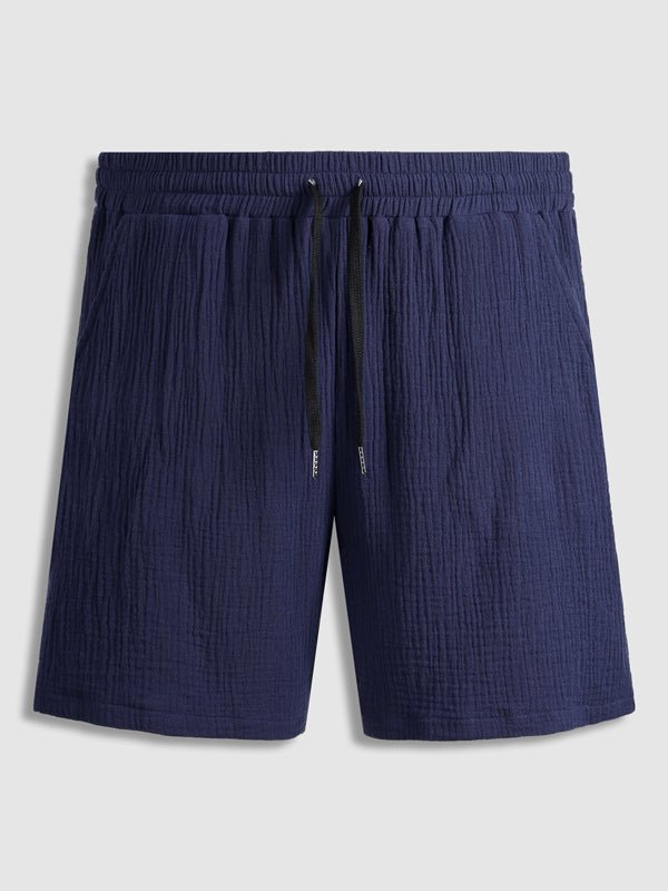 Men's pleated textured solid color short sleeve set - LXNDON