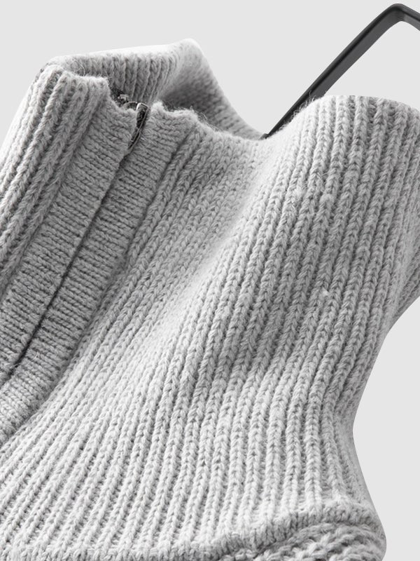 Men's Solid Color Loose Fit Zip - up Collar Sweater - LXNDON