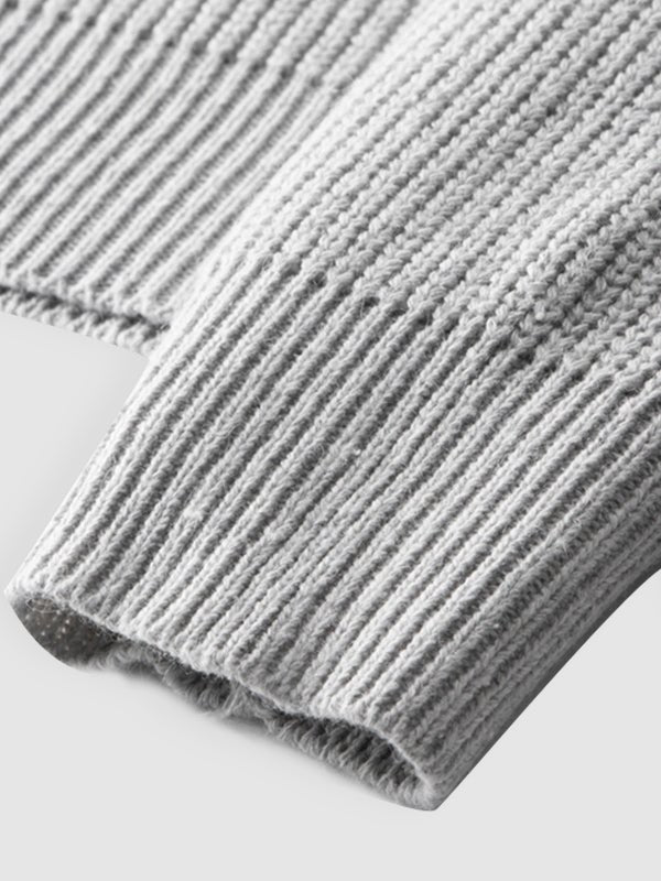 Men's Solid Color Loose Fit Zip - up Collar Sweater - LXNDON