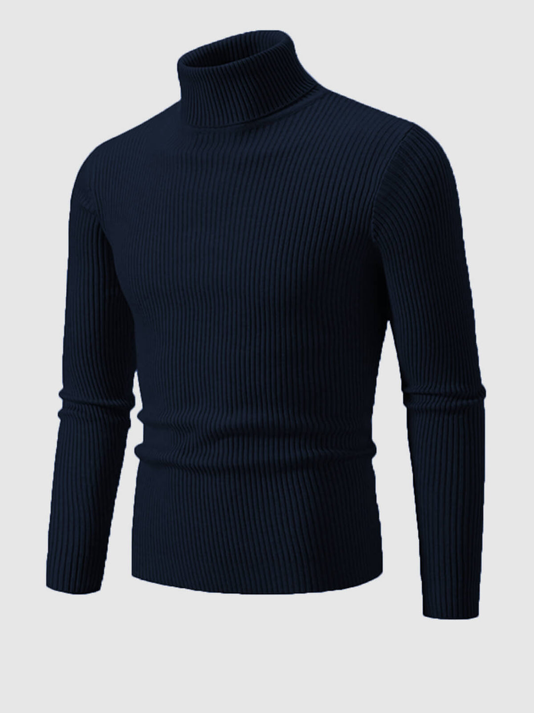 Men's Solid Color Striped Textured Turtleneck Sweater - LXNDON
