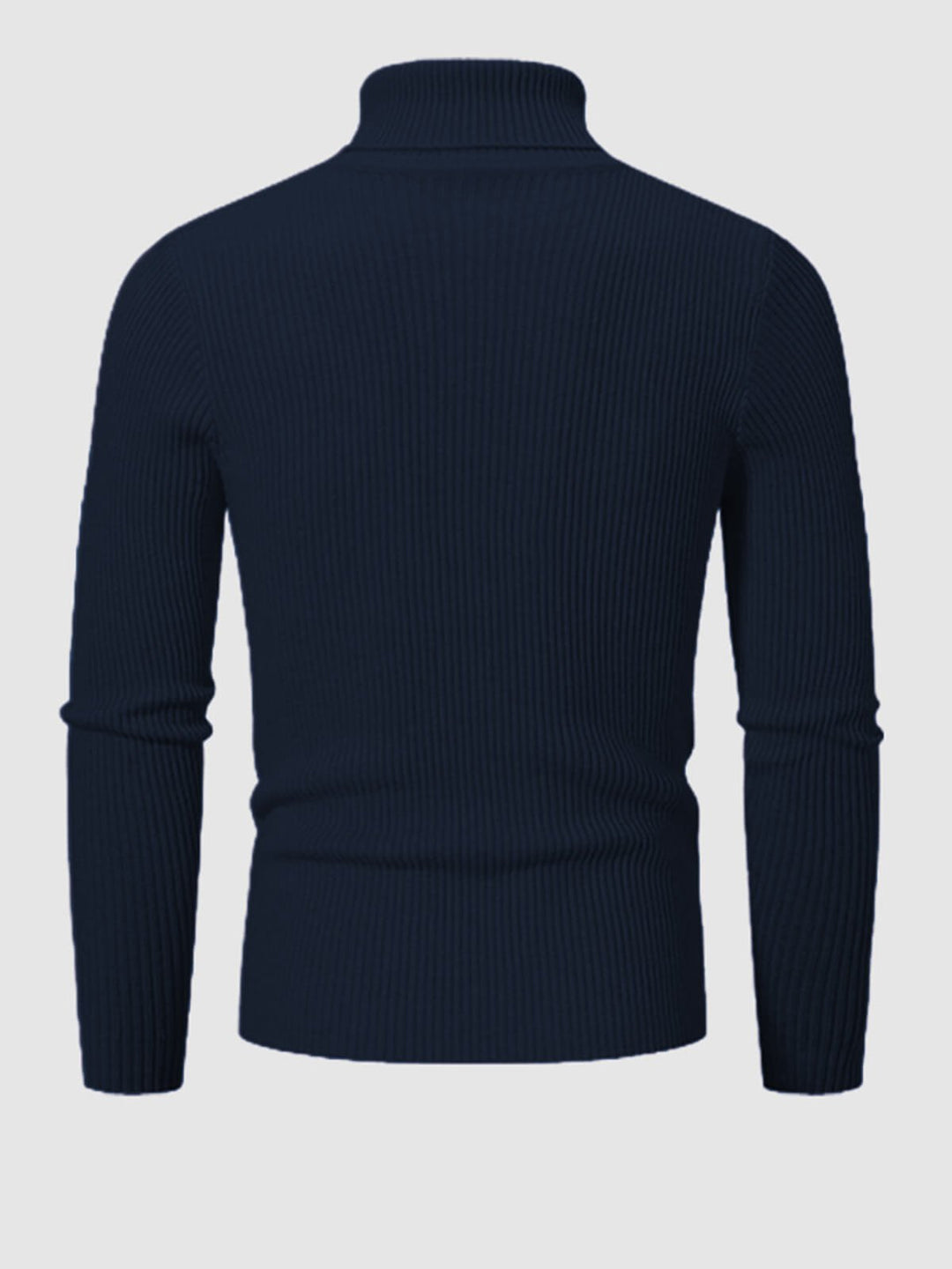 Men's Solid Color Striped Textured Turtleneck Sweater - LXNDON