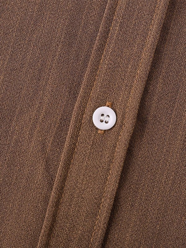 Men's Solid cotton casual lapel solid color short - sleeved shirt - LXNDON