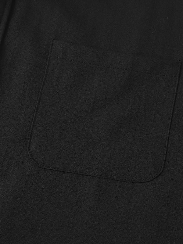 Men's Solid cotton casual lapel solid color short - sleeved shirt - LXNDON